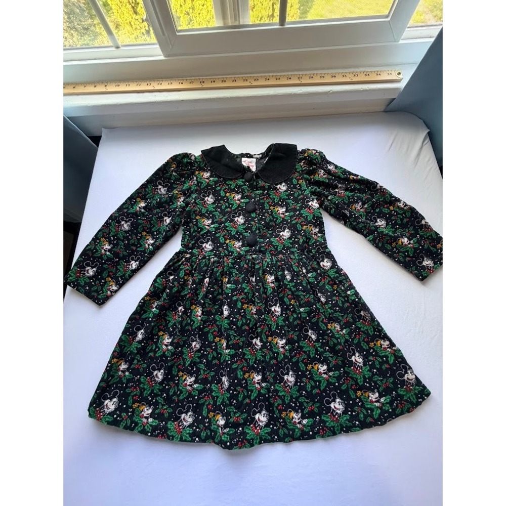 Vintage Disney Store Mickey Mouse Christmas Corduroy Dress Girls Size 6 Black